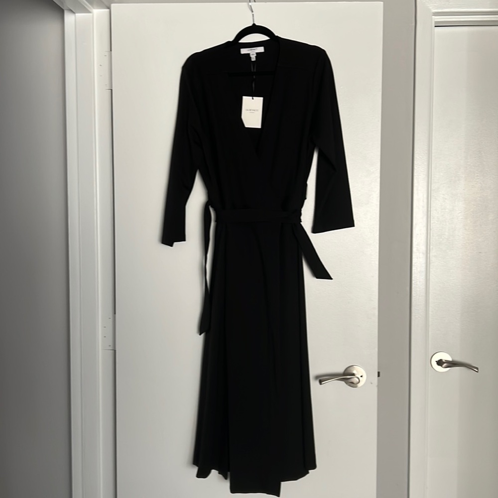 NWT LK Bennett Juno black wrap midi dress, size 14